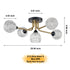 Modern Crystal Ceiling Light Fixture Contemporary 5-Lights Sputnik Chandelier Black and Gold Industrial Semi Flush Mount Ceiling Light